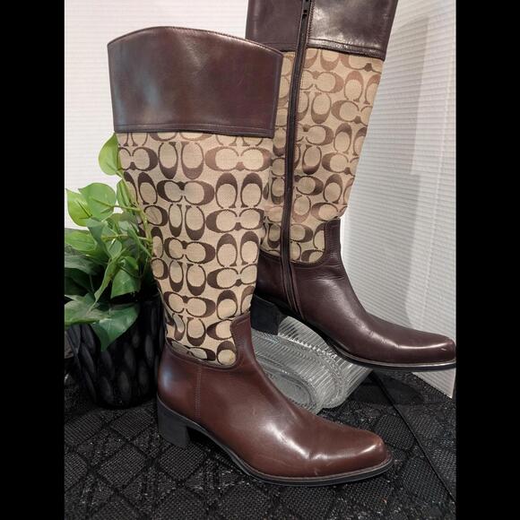 COACH CHEYENNE CAROLE G MONOGRAM BOOTS - Picture 1 of 7